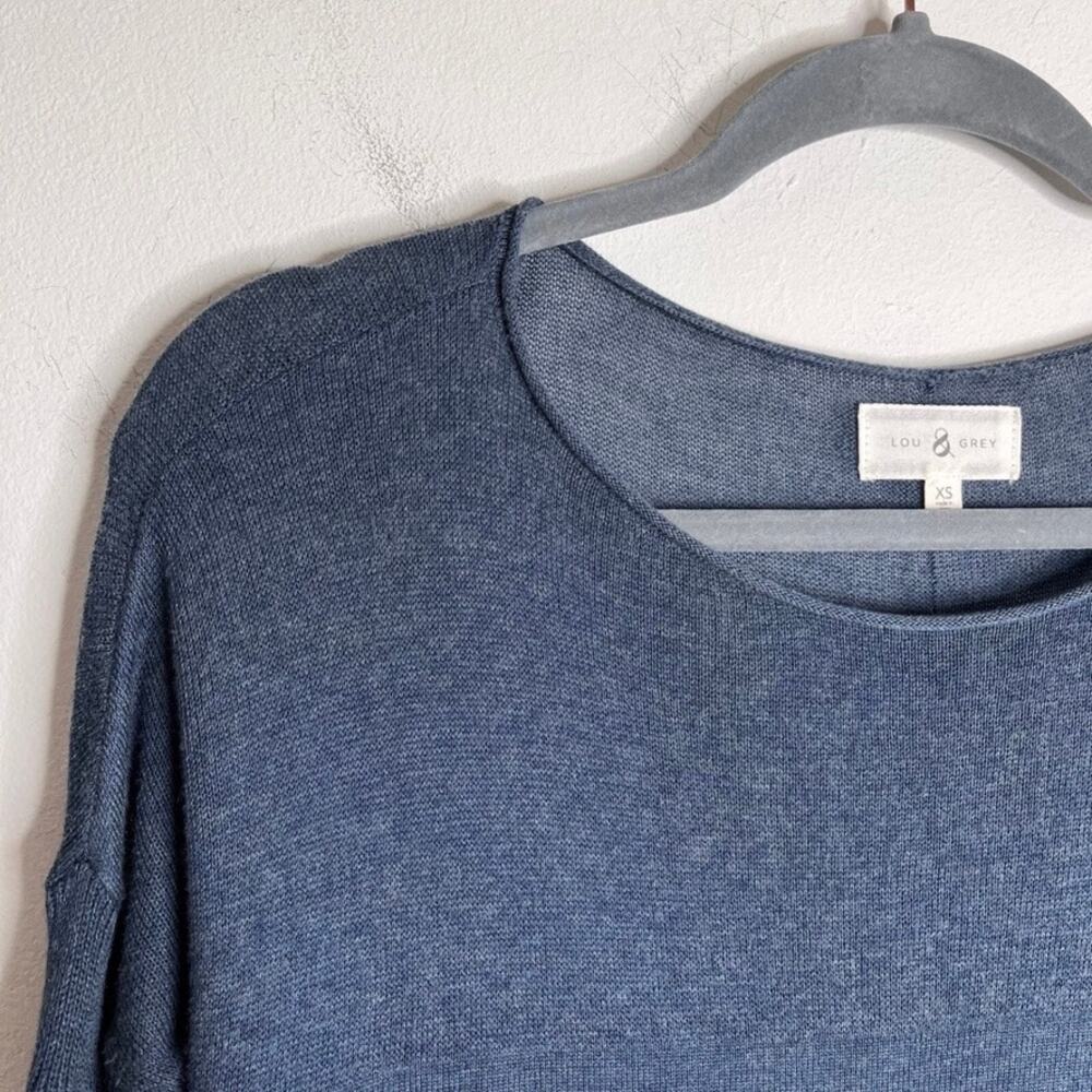 Lou & Grey Women's Shadowstripe Sweater Tunic Size XS Blue Long Sleeve Boat Neck - Picture 5 of 10